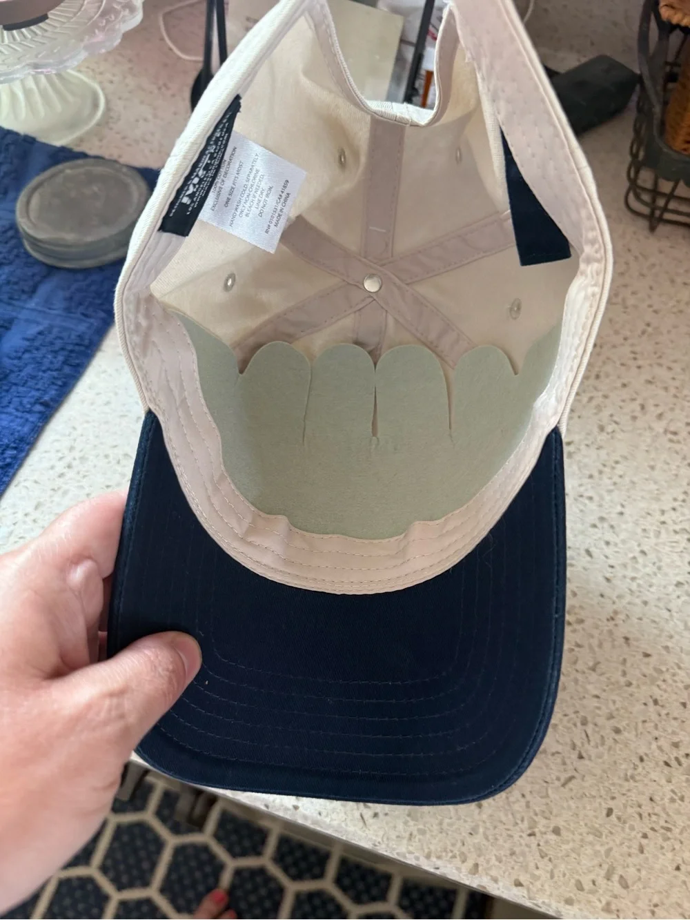 New with tags! USA Embroidered Two-Tone Baseball Cap - khaki & Navy
